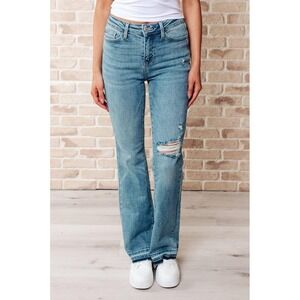 Judy Blue Miley Distressed Mid Rise Released Hem Bootcut Blue Jeans 11/30 NWT